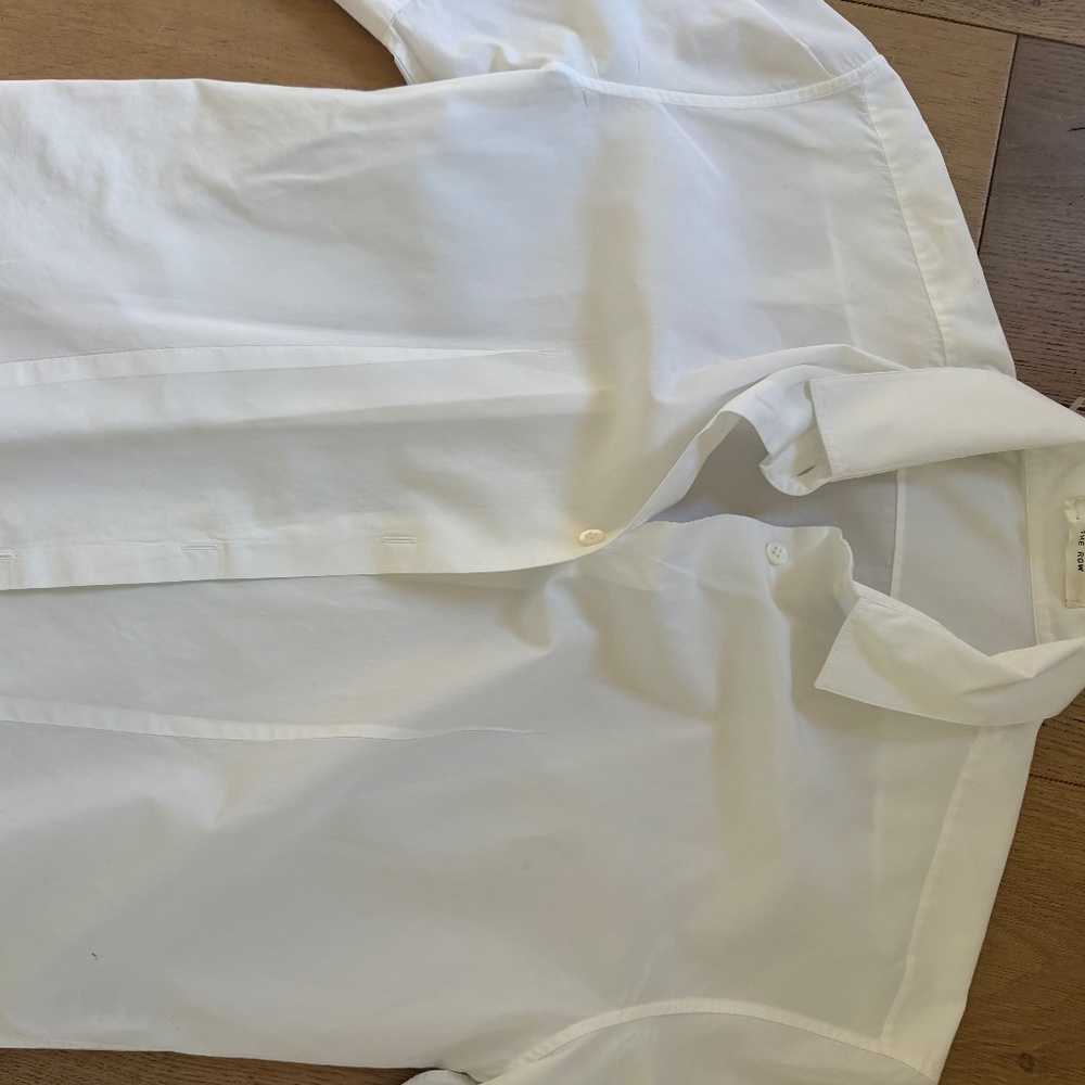 The Row White Cotton Button Down Shirt Size 4 Minimal Luxury Classic - Picture 13 of 15